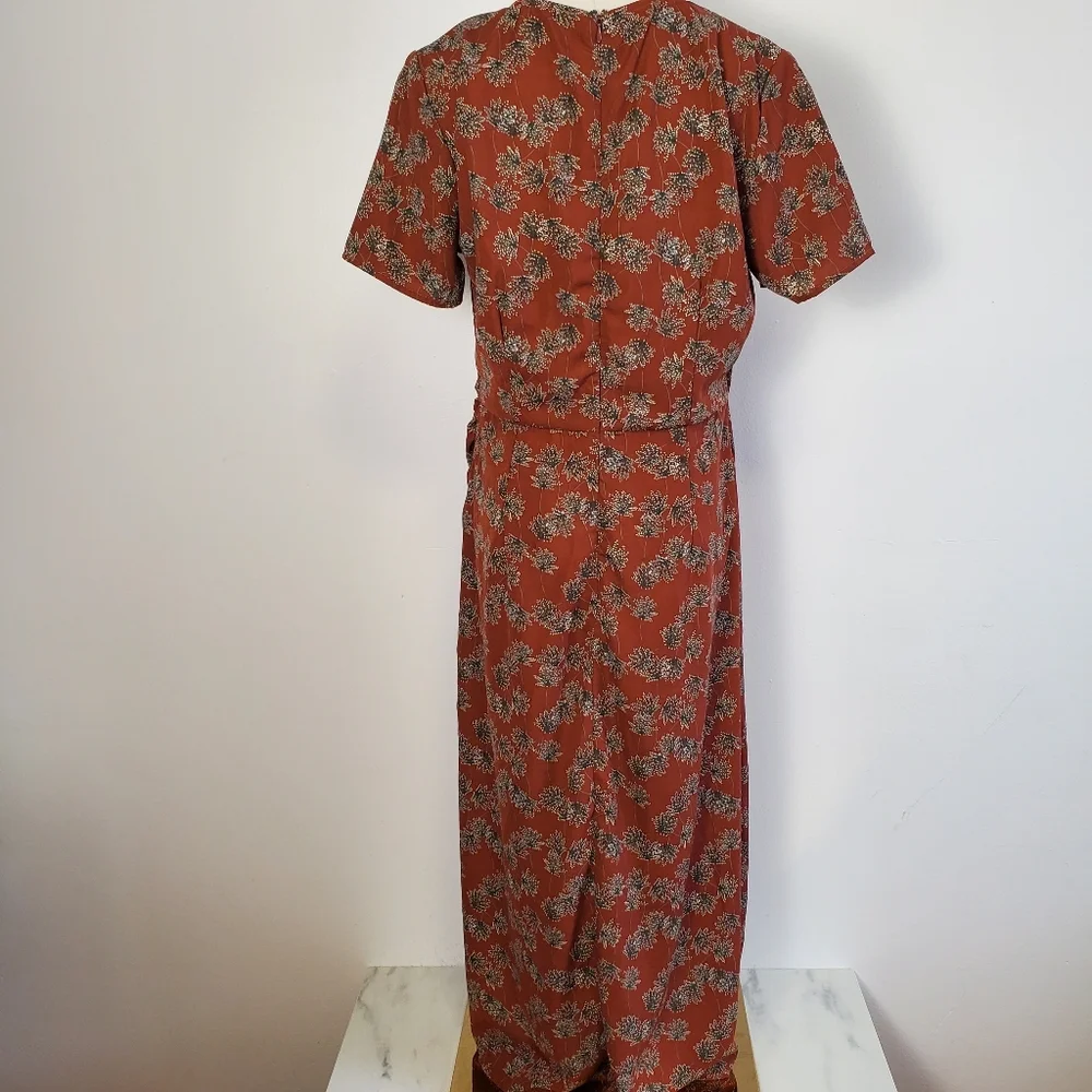 Floral Midi Dress in Brown - Picture 7 of 9